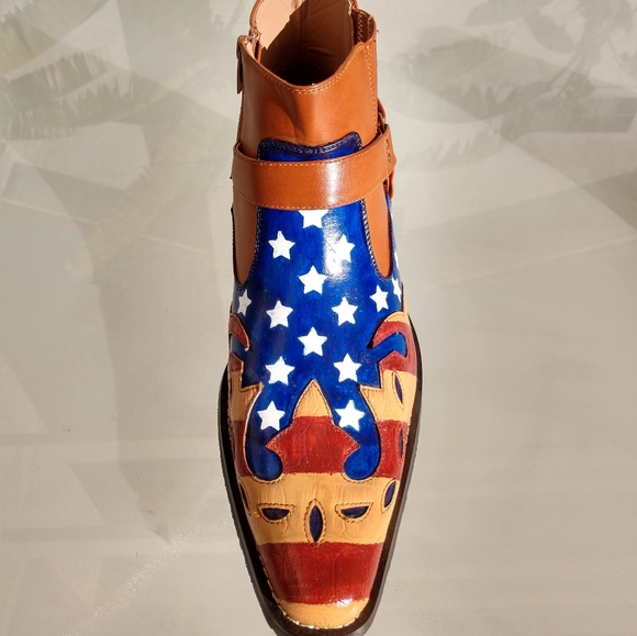American Flag painted cowboy/ankle/motorcycle boot - Picture 4 of 5